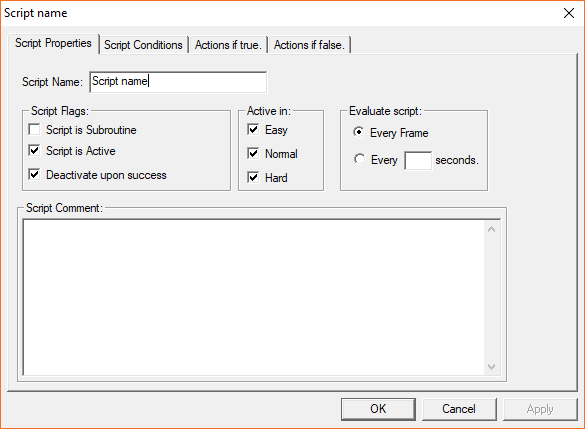 A screenshot of the Script editor in WorldBuilder.